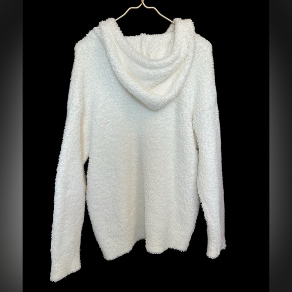 Barefoot Dreams Cozychic Teddy Pullover Hoodie White Womens M - Picture 3 of 5
